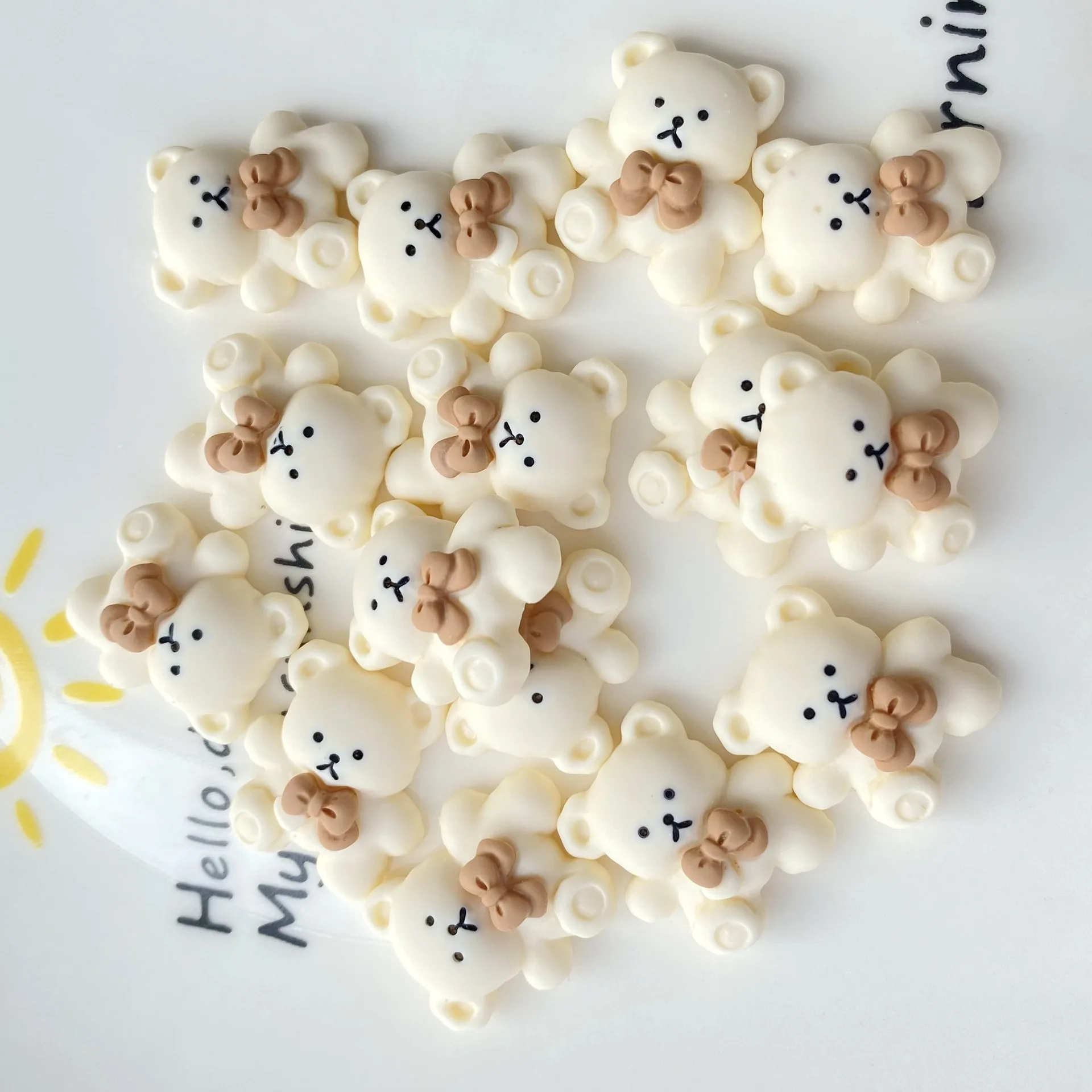 Jewelry Making Supplies Craft Supplies Doll Handmade Accessories 20Pcs Cartoon Bear Rabbit Animal Flat Back Planar Resin DIY Kids Bowknot Hairpin Earrings Crafts Materials Scrapbook Arts Patch