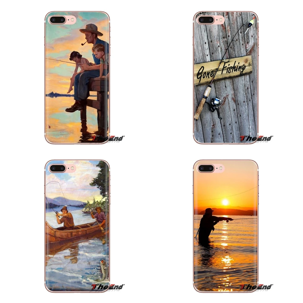 

For iPhone XS Max XR X 4 4S 5 5S 5C SE 6 6S 7 8 Plus Samsung Galaxy J1 J3 J5 J7 A3 A5 Soft Cases Covers Hunting Fishing art fish
