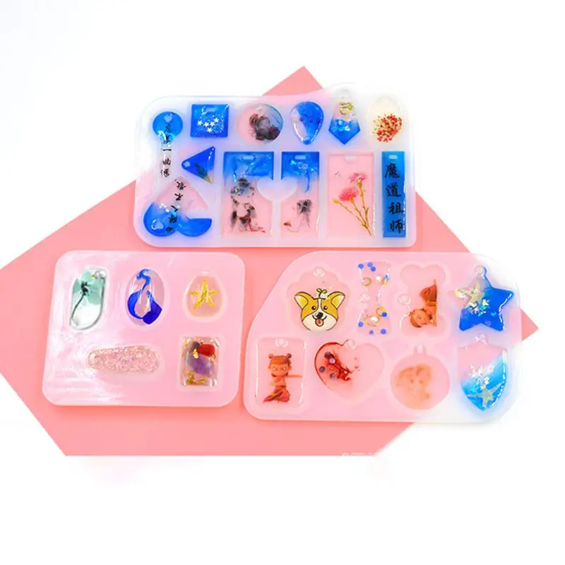 

Crystal Epoxy Resin Mold with Hole Pendant Casting Silicone Mould Handmade DIY Crafts Jewelry Necklace Bracelet Making Tools