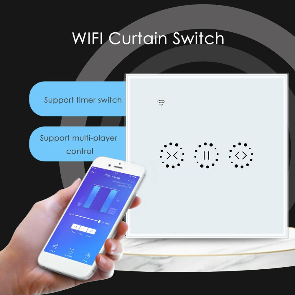

Touch WIFI RC Intelligent Curtain Switch Voice Control Window Cycle Timing ABS Plug-In Flame Resistant Roller Shutter Set Time