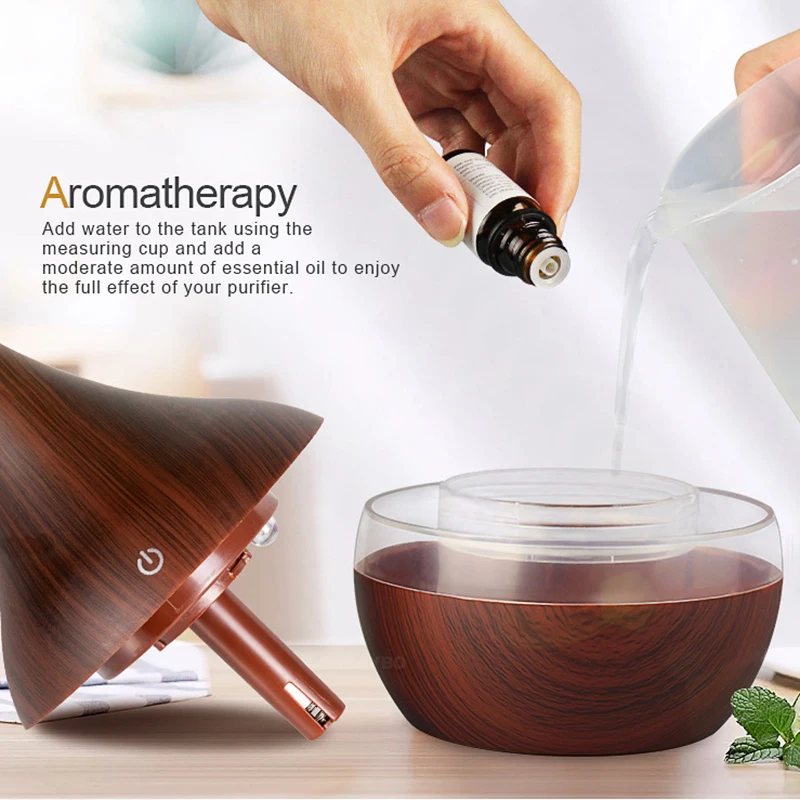  300ML USB Electric Aroma Air Diffuser Wood Ultrasonic Air Humidifier Essential Oil Aromatherapy Coo