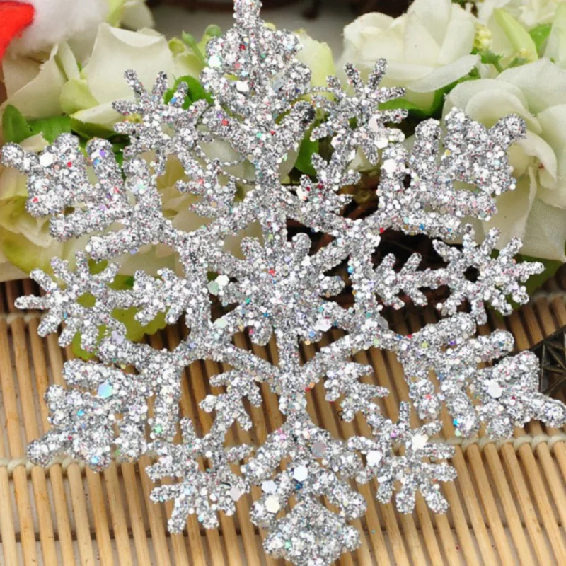 

Christmas Ornaments Xmas Tree Sparkly Glitter Snowflake Hanger Garland Making Christmas Decorations 12Pcs/Set