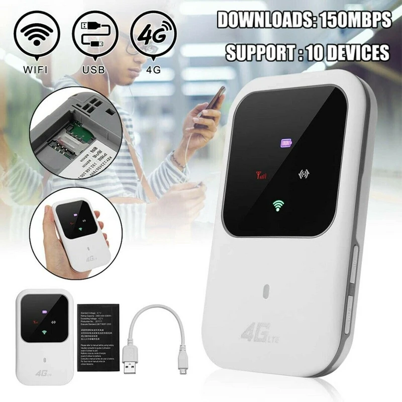 Портативный 4G LTE Wifi роутер 150 Мбит/с разблокированный мобильный модем для