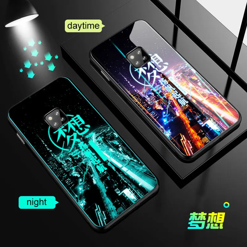 Светящийся чехол для телефона Honor 8X 8C 10 20Pro P Smart Plus для P20 P30 mate 20 Lite Pro Nova 3 3i 4 5i Y9 закаленное стекло - Цвет: 5
