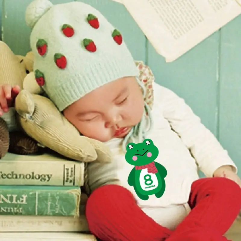 12 шт./компл. детские наклейки на каждый месяц веху лейбл с мультяшными животными стикеры по месяцам новорожденных душевая Опора D08C