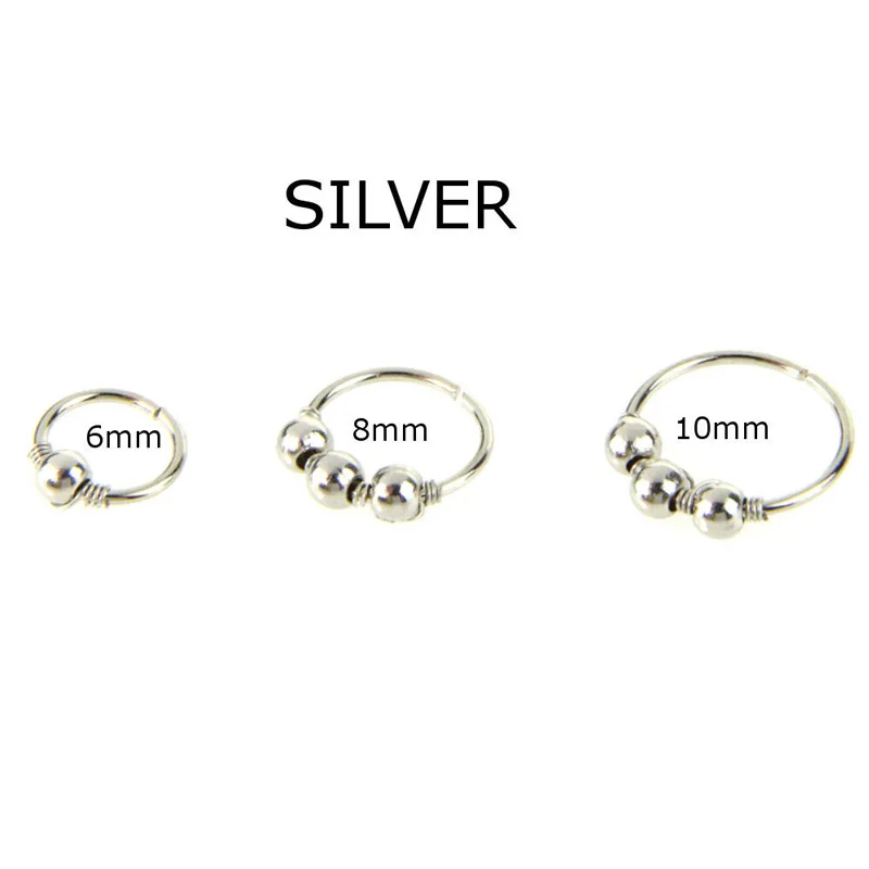 8mm Steel 1 шт. модные ретро круглые бусины кольцо для носа серьга для носа пирсинг для пупка 6 мм 8 мм 10 мм ювелирные изделия серьги картилидж подарок - Окраска металла: 8mm Steel