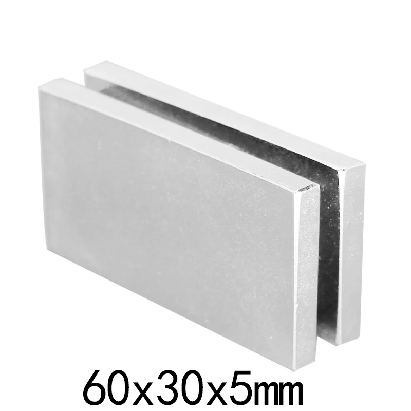 1/2/3pcs 60x30x5mm Ndfeb Super Strong Neodymium Strip Block