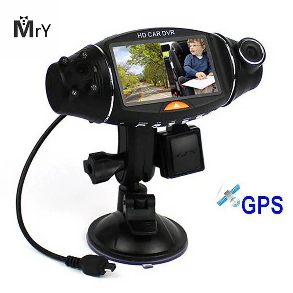 Автомобильный видеорегистратор камера Автомобильный видеорегистратор gps двойной HD 720P ночного видения двойной объектив dvr скрытый рекордер камера видеорегистратор 2,7 дюймов видео рекордер IR