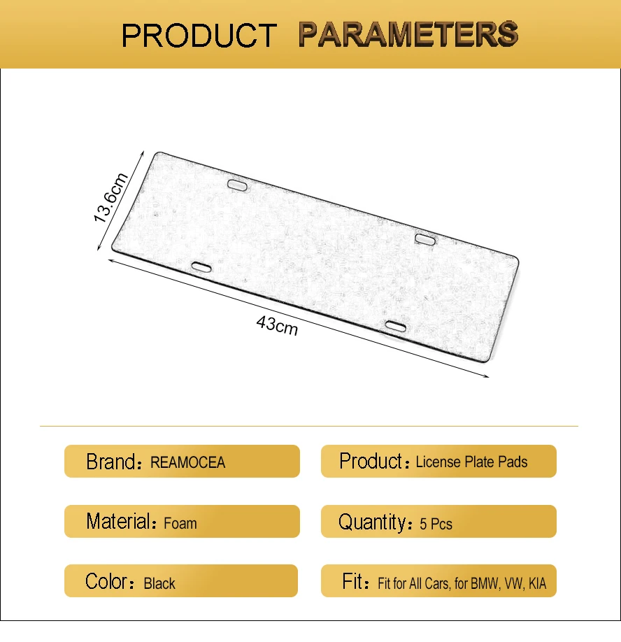Reamocea 5Pcs Car License Plate Shock Silencer Pad Cotton Insulation Pads Frame Buffer Silencer Pad soundproofing foam Pads (7)