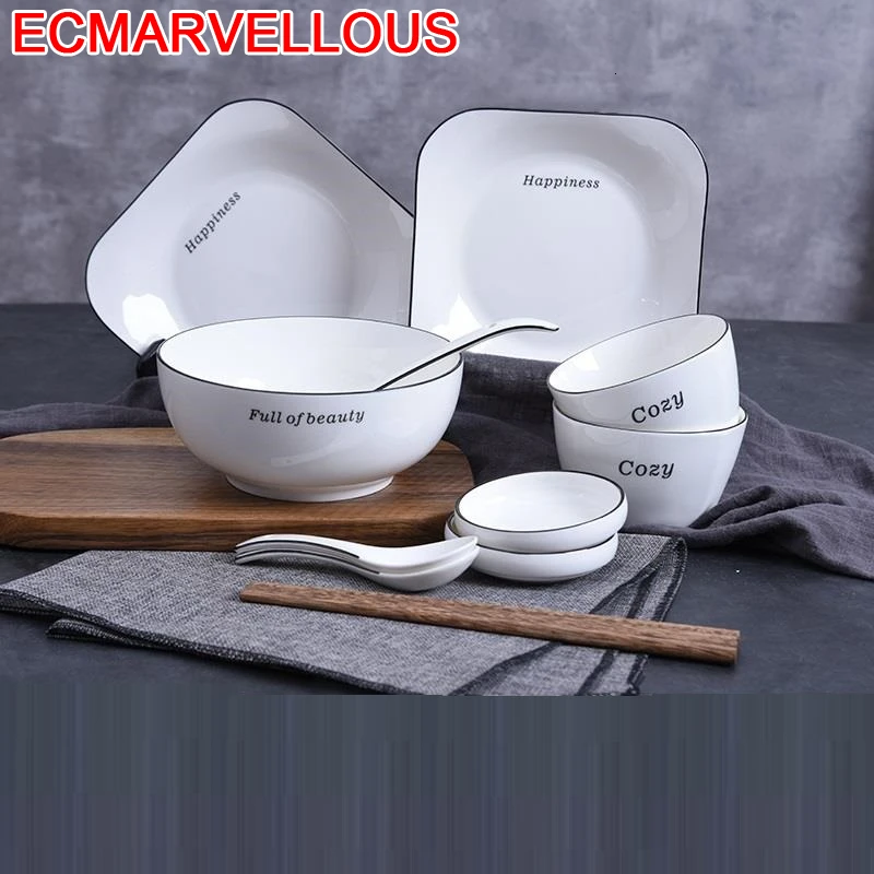Korean Plate Flatware Keuken Accesoires Coconut Ramen Food Container Ceramic Dinnerware Ceramica Soup Dining Bar Kitchen Bowl | Дом и сад