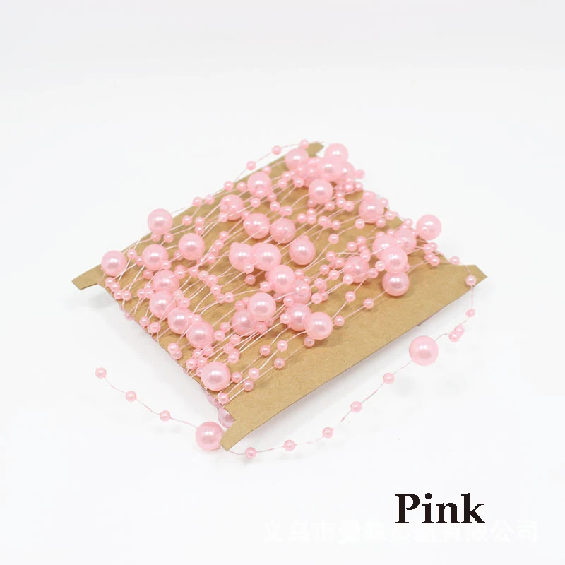 5M pink 5 метров рыбы линии искусственный жемчуг бусины цепи для венок для свадьбы праздника поставки DIY цветок украшения для волос - Цвет: 5M pink