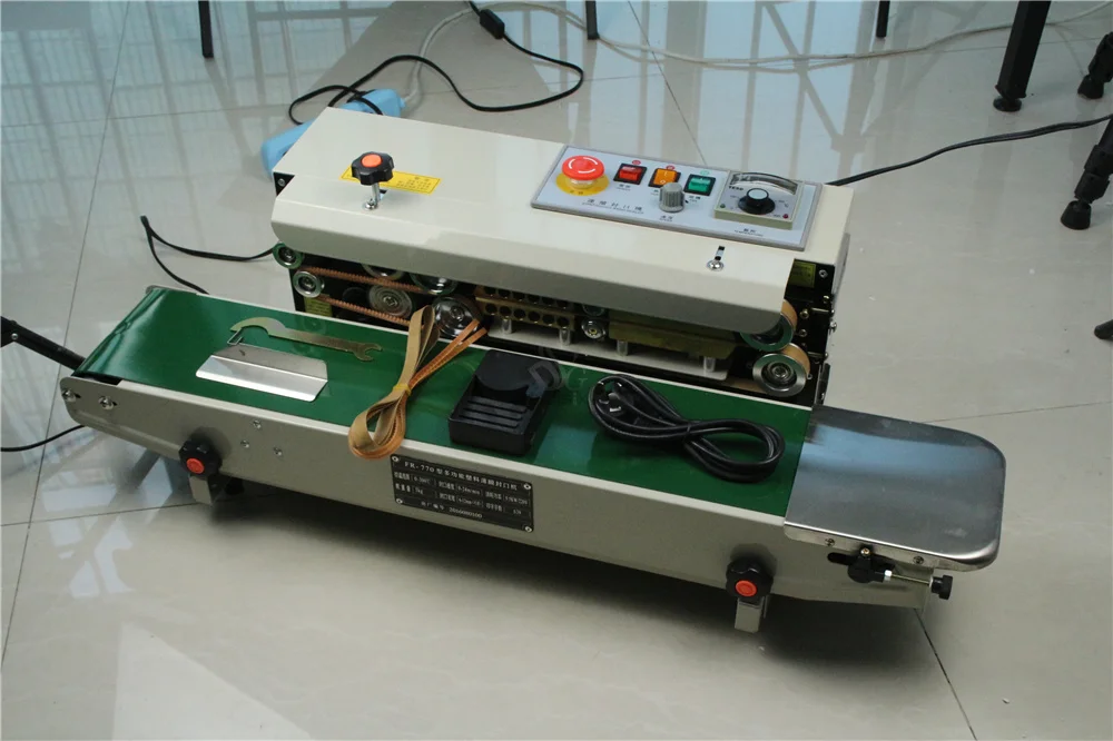 

Free shipping FR-770 Continuous film sealing machine plastic bag package machine band sealer horizontal heating sealing machine