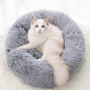 

Round Donut Cat and Dog Cushion Bed, Orthopedic Relief,Self-Warming and Cozy for Improved Sleep,Machine Washable(Multiple Sizes)