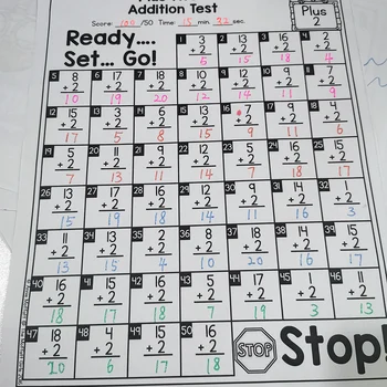 

46 Pages Addition and Subtraction Timed Sets Arithmetic Paper Preschool Learning English Language Kindergarten Workbook Books