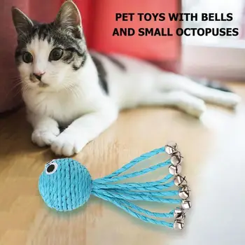 

Funny Toy Lovely and Pleasant Interesting Vocalization Blue Paper Rope Octopus Shape Dog Cat Teasing Bell Toy Pets Supplies