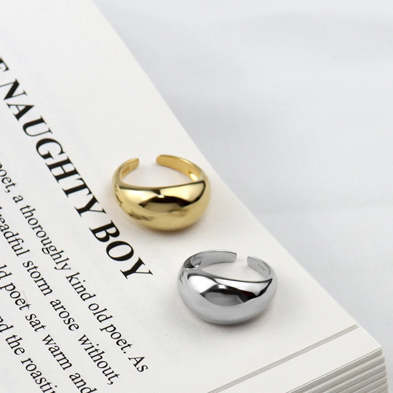 VENTFILLE 925 Sterling Silver Ring for Women Men Smooth Geometric Finger Ring Adjustable Party Jewelry Wholesale - Image 2