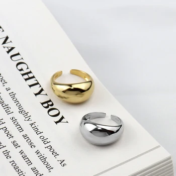 VENTFILLE 925 Sterling Silver Ring for Women Men Smooth Geometric Finger Ring Adjustable Party Jewelry Wholesale