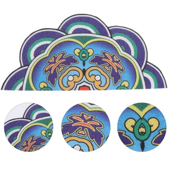 

Welcome Doormat Entrance Ethnic Style Non-skid Floor Rug Half Circle Carpet