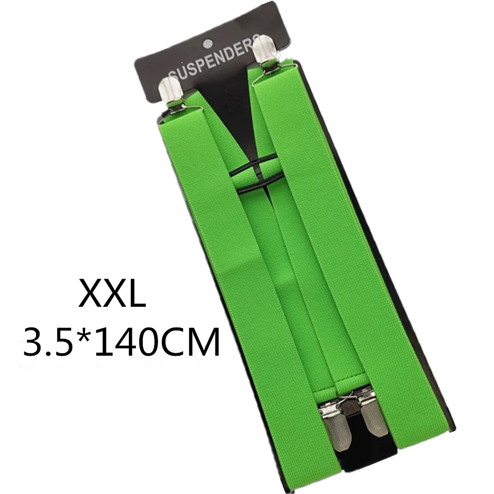 Fluo green-140cm Дизайн, одноцветные подтяжки унисекс для взрослых, подтяжки для мужчин, 3 размера плюс, женские подтяжки, регулируемые эластичные детские подтяжки с h-образной спинкой - Цвет: Fluo green-140cm