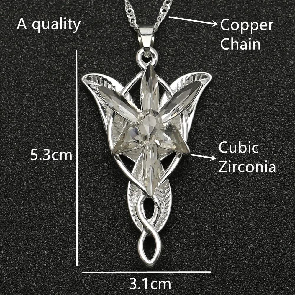 Arwen Evenstar ожерелье Elfstone Elessar Aragorn Galadriel принцесса эльфов серебро кубический цирконий каменные подвесные украшения - Окраска металла: A