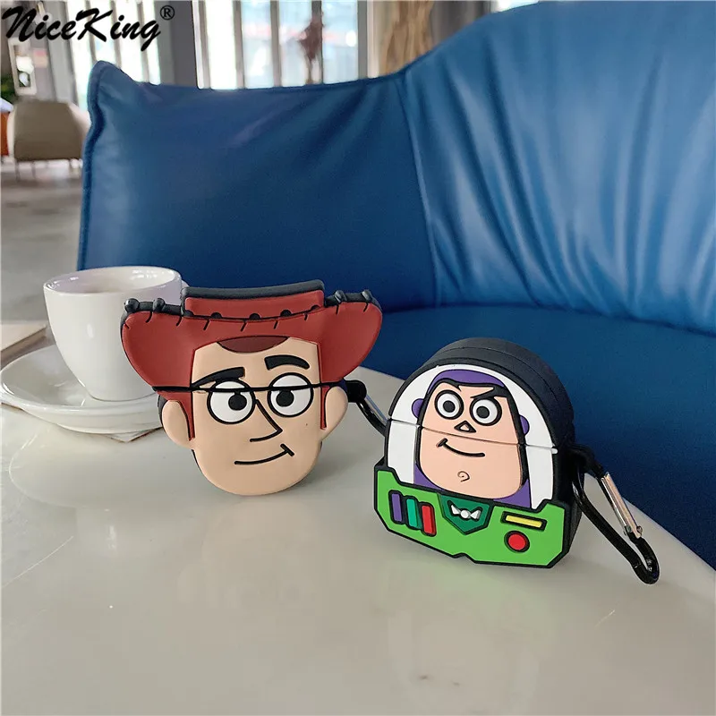 

3D Cute Toy Story Buzz Woody Lightyear Headpdhone Case For Apple Airpods 1 2 Silicone Cartoon Protection Cover For Earpods Case