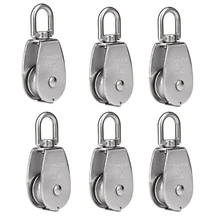 CSS 6 Pack M32 Lifting Single Pulley Roller Loading 551Ibs, 304 Stainless Steel Heavy Duty Single Wheel Swivel Lifting Rope Pull