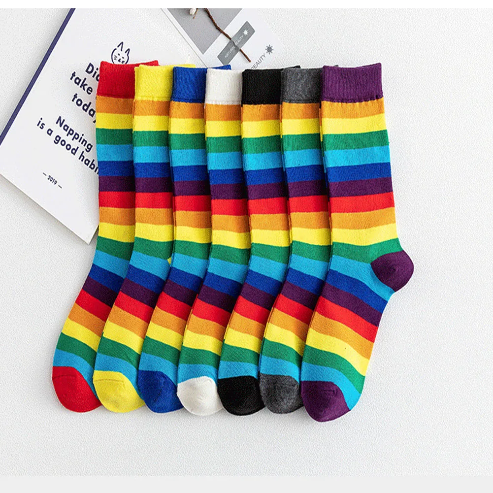 Новые женские щиколотка хлопковые носки радужные полосатые новые необычные носки милые стильные радужные носки