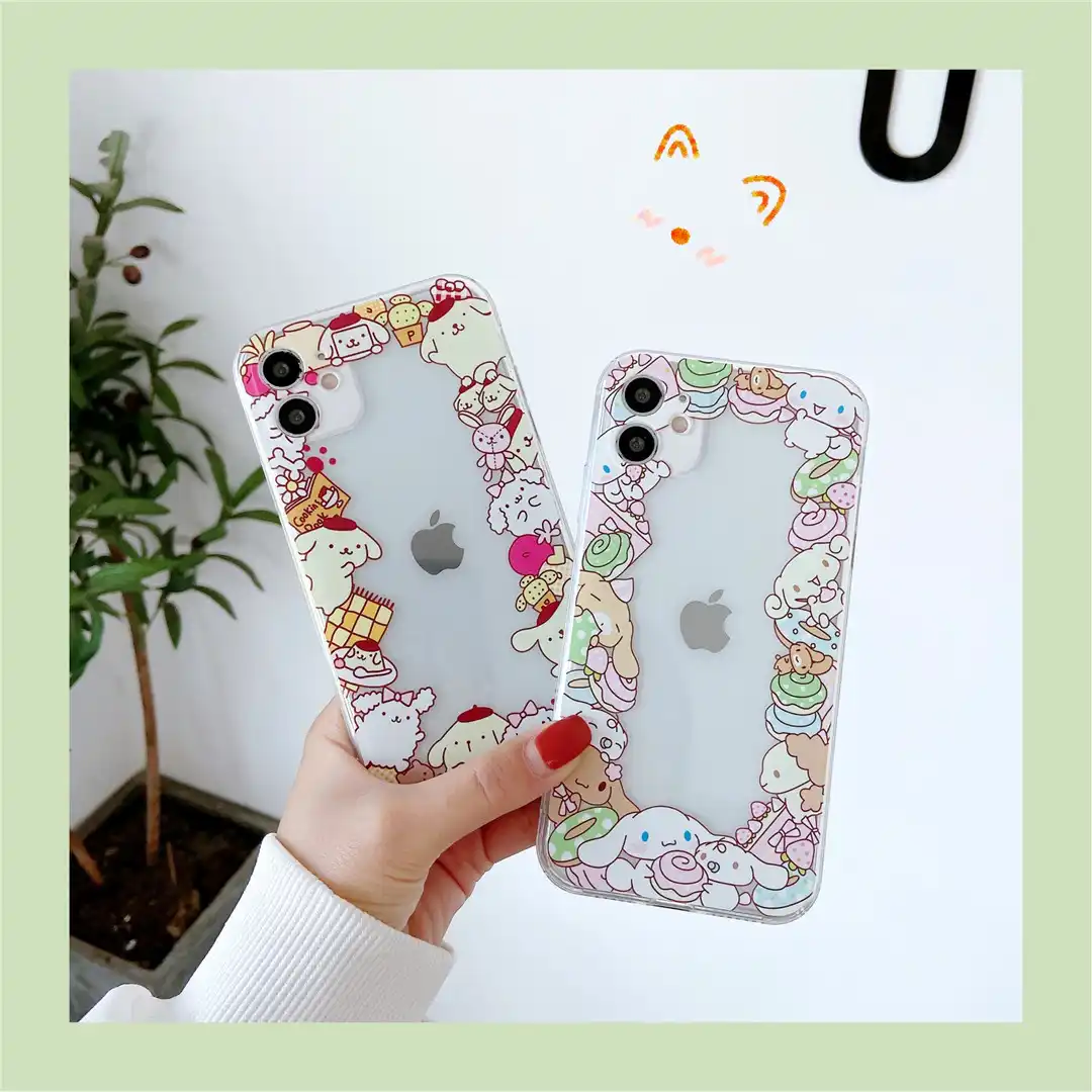 漫画かわいいシナモン犬サークルケーキドーナツ電話ケースiphone 7 8プラス11 12ミニプロx Xs最大xrカバーfundas 電話用緩衝材 Aliexpress