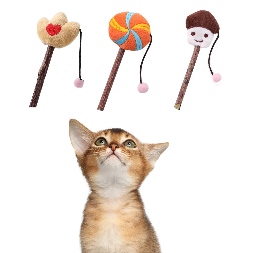 Funny Pet Cat Toys Plush Mint Kitten Teaser Playing Wand Stick Interactive Toys for Household Animals Cats Entertainment