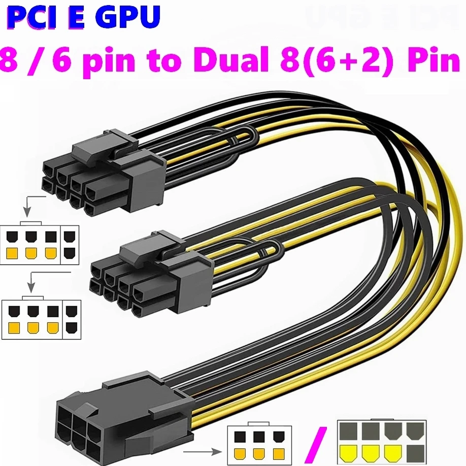 Gpu Pci E 6 Pin 8 Pin Female To Dual Pci-e Pci Express 8 Pin ( 6+2) Pin ...