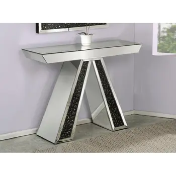 

Bedroom Furnitures Inverted V Bedroom Makeup Desk Console Table In Mirrored Faux Gemstones Dressing Table Dresser Vanity Desk