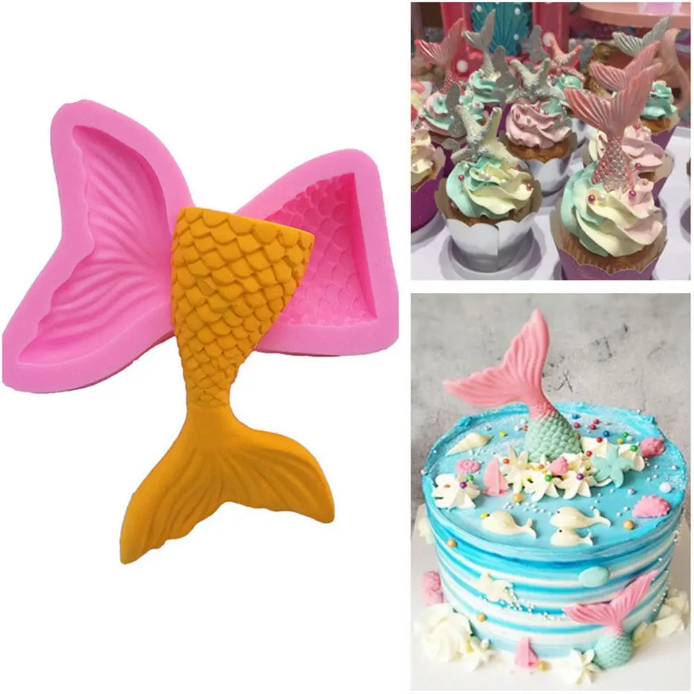 

1 pcs High quality Mermaid Tail Food Grade Silicone Fondant Mold Cake Decorating Baking DIY Decorating Tool Cake Mold