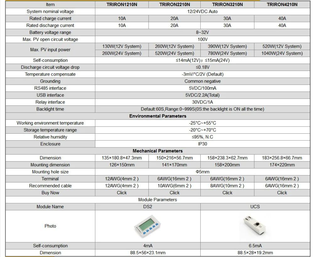 EPever серии TRIRON аксессуары 10A 20A 30A 40A Солнечный контроллер заряда ЖК модульный интерфейс модульный DS1 DS2 UCS
