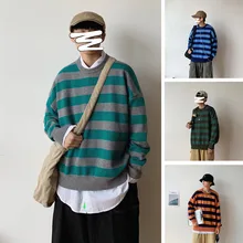 Winter Striped Sweater Men Warm Fashion Pullover Men Contrast Color Casual Knit Sweter Loose Long-sleeved Sweaters Man Clothes Winter Striped Sweater Men Warm Fashion Pullover Men Contrast Color Casual Knit Sweter Loose Long-sleeved Sweaters Man Clothes