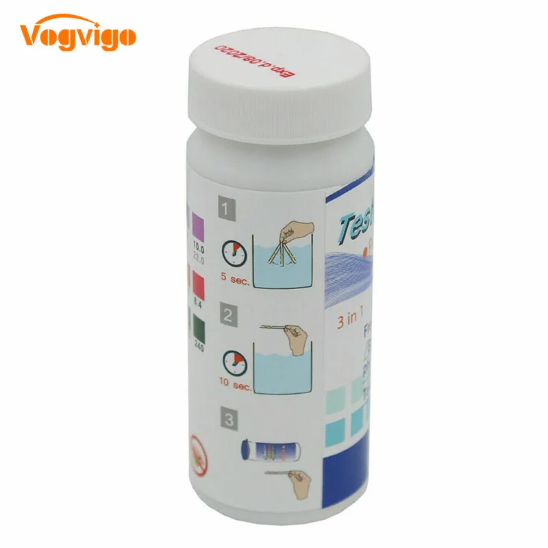 VOGVIGO 3 в 1 50 X тест-полоски для бассейна горячая ванна спа хлор воды Ph щелочной анализатор