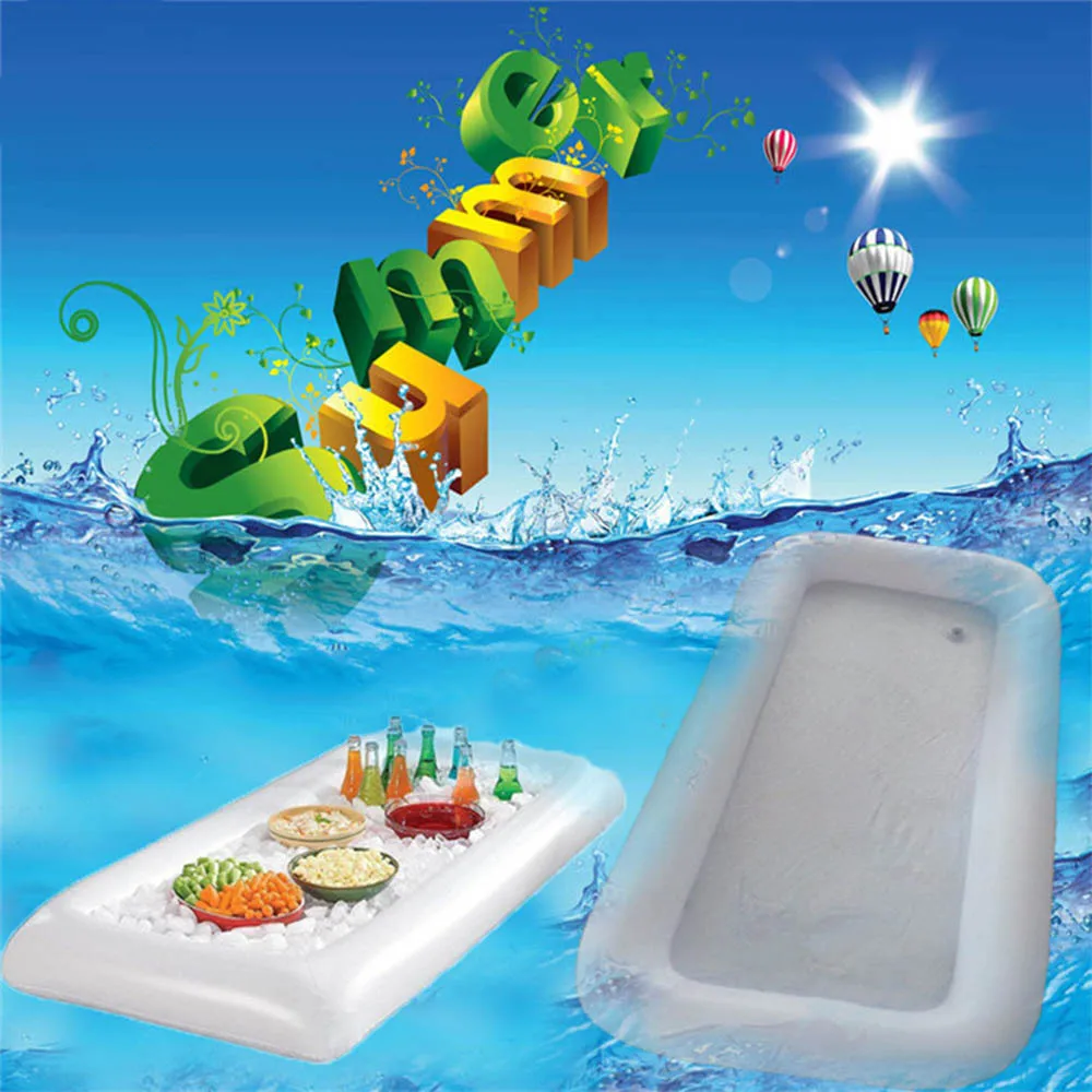 

Summer Inflatable Beer Table Pool Float Water Party Air Mattress Ice Bucket Serving Bar Salad Buffet Ice Cooler Picnic Drink J74