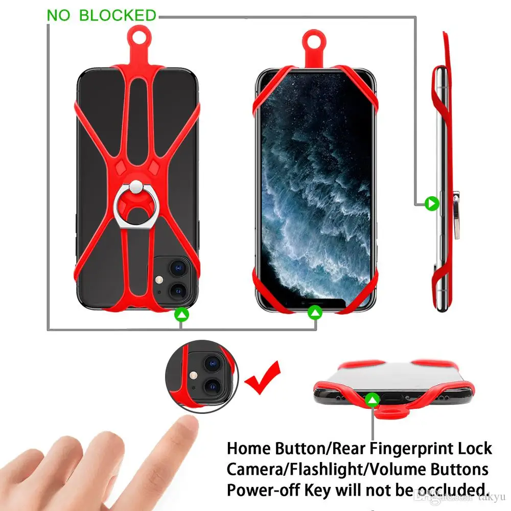 Cell Phone Lanyard Holder, 2 in 1 Phone Lanyard & Card Necklace Phone Holder with Ring Stand Compatible with iPhone, Samsung and Smartphone