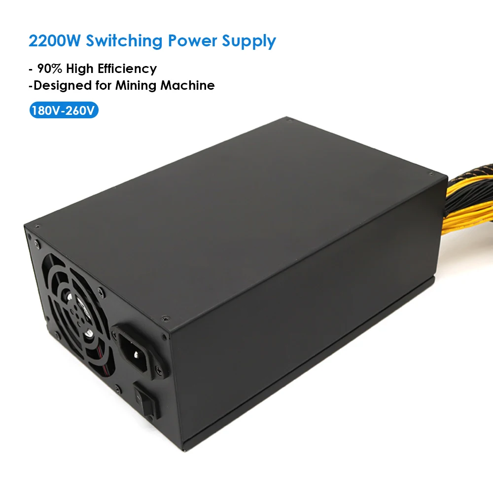 

Hot 2200W Switching Power Supply 90% High Efficiency for asic antminer l3 Ethereum S9 S7 L3 Rig Mining machine Computer psu 180-