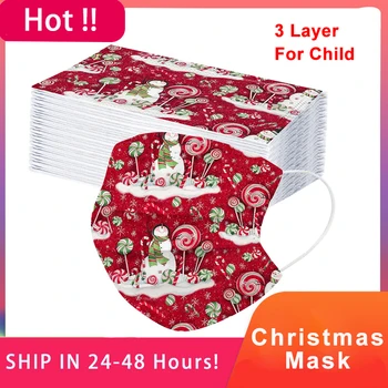 

10/20/50Pcs Child Christmas Disposable Surgical Mask 3 Layer Earloops Medical Face Masks Children Santa Xmas Surgical Masks