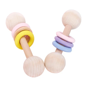 

Baby Wooden Rattles Toy Hand Knocking Rattle Early Educational Instrument Musical Cute Safety Hand Bell Infant Kids Toys Gift