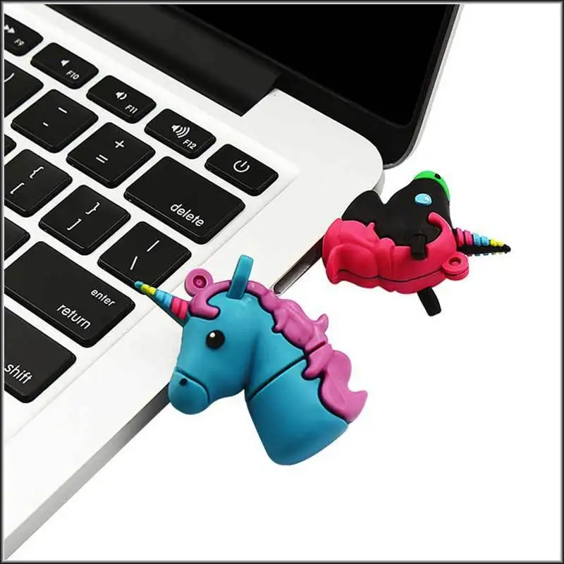 Флешка с единорогом, usb флеш-накопитель, мультяшная usb флешка, 4 ГБ, 8 ГБ, 16 ГБ, 32 ГБ, 64 ГБ, 128 ГБ, флеш-память с животными, бесплатный логотип и