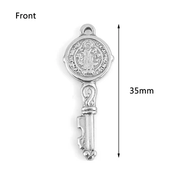 

Silver Color/Golden Stainless Steel St Benedict Key Charms Saint Benedict Cross Medal Pendant Religious Charm Wholesale 30pcs