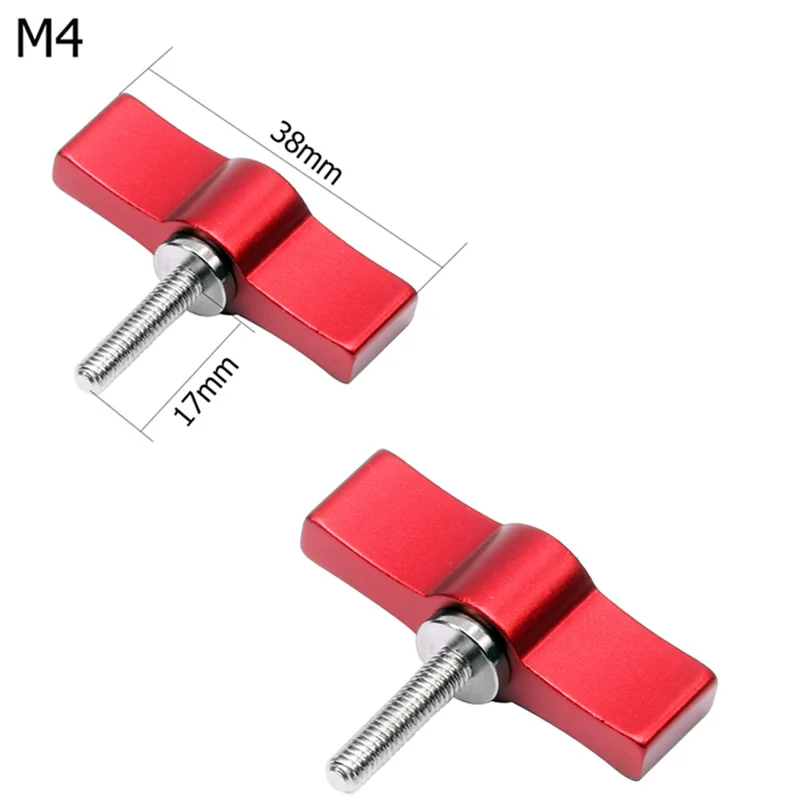 Регулируемая Т Форма ручка с винтом, 4 штуки/Набор/5/6 мм рельсовая система Подвеса слайдер фиксирующий Зажим винтом гаечные ключи Зажим адаптер Аксессуары для фотосъемки - Цвет: 2pcs M4x17 Red
