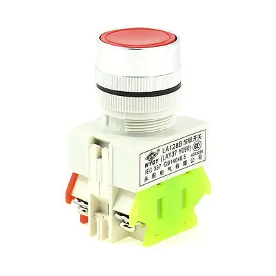 

660VAC 10A 1NO 1NC DPST Latching Red Flat Push Button Switch