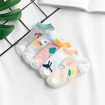 

5 Pairs Women's Ankle Cotton Socks Funny Cute Cartoon Stereoscopic Animals Plush Boat Socks Women Girl Art Sock Short Sox