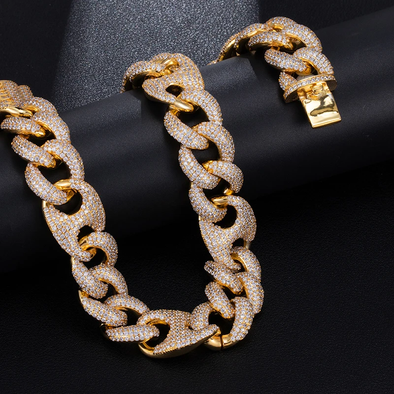 US7 18 мм AAA CZ кубический цирконий звено цепи ожерелье Bling Iced Out Стразы медные ожерелья Мода хип хоп ювелирные изделия для мужчин