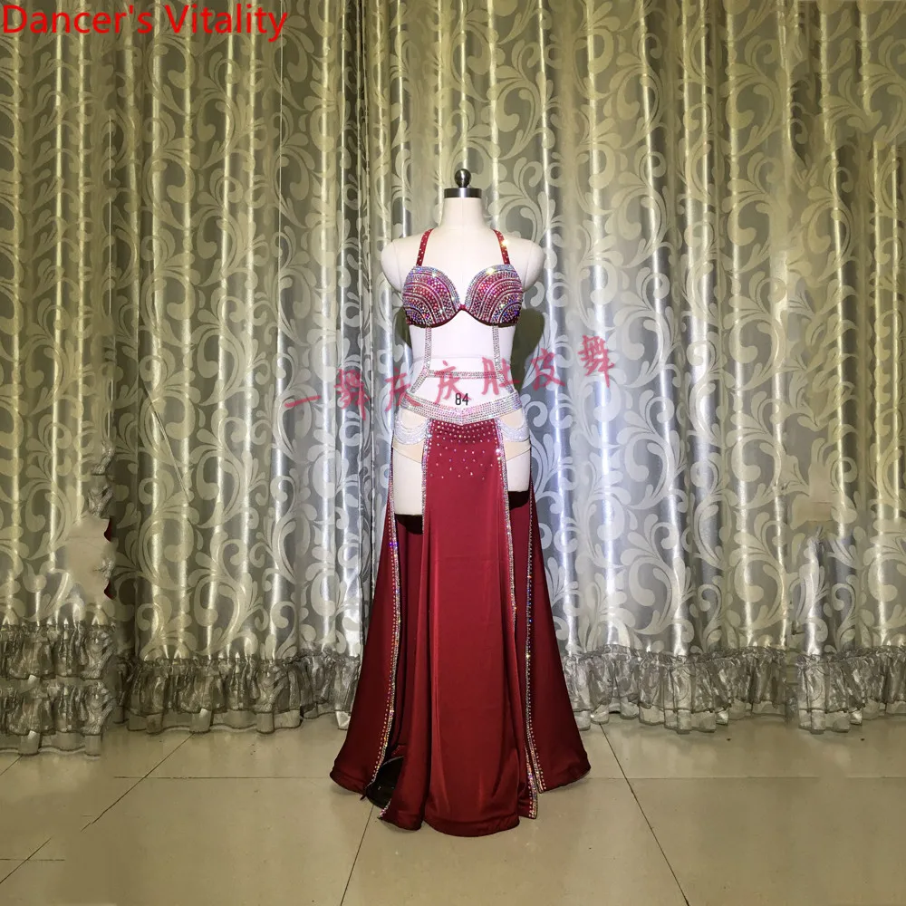 

Customized Slap-up Belly Dance Suit Competition Costume 2019 New Women Lady's India Oriental Dance Performance Diamond Clothing