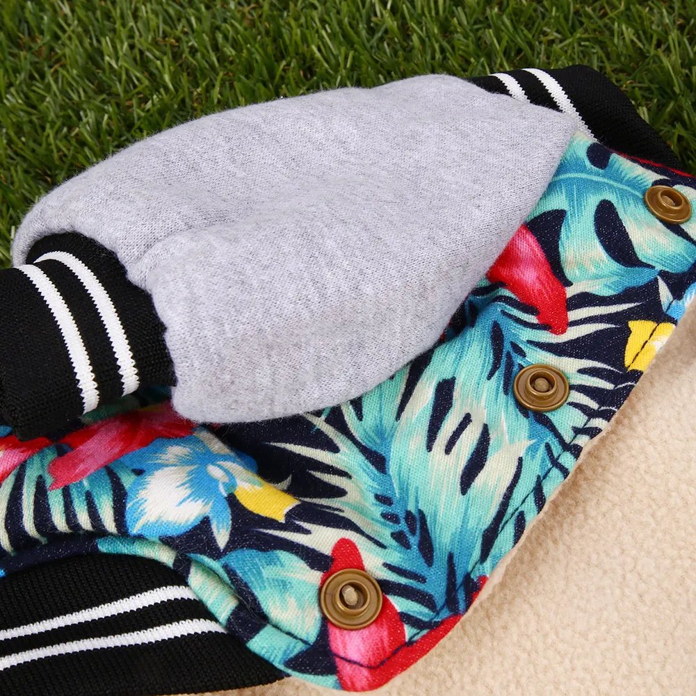 Pet Dog Winter Clothes Warm Coat Print Jacket Sweatshirt Soft Costume Clothing