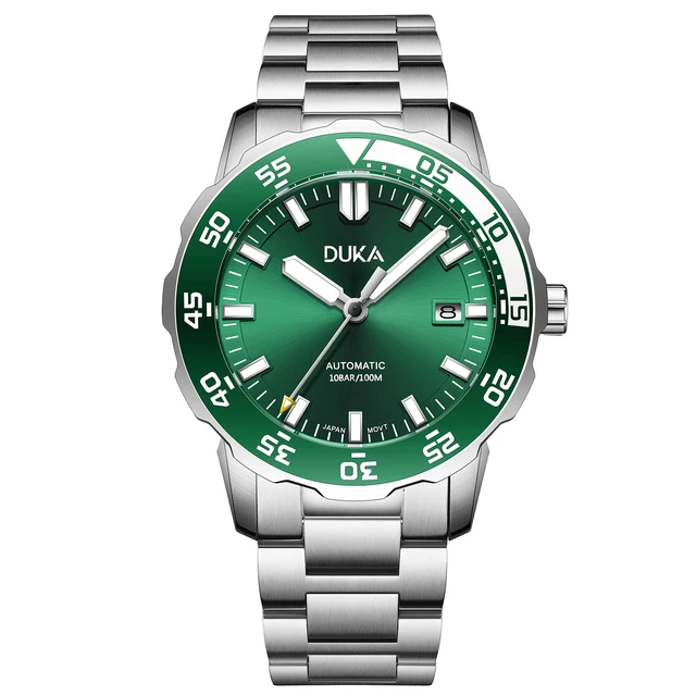 2021 New DUKA Wrist Watch Brand luxury Automatic watch for men mechanical watch men NH35 ceramics Bezel 100m Steel Diver Watch Green