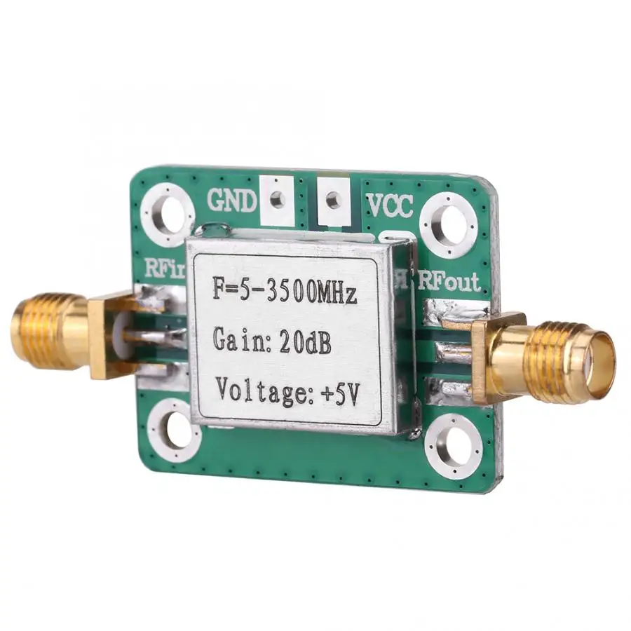 Радиоусилитель LNA 5-3500MHz 20dB широкополосный малошумный Радиочастотный усилитель с экранирующей оболочкой